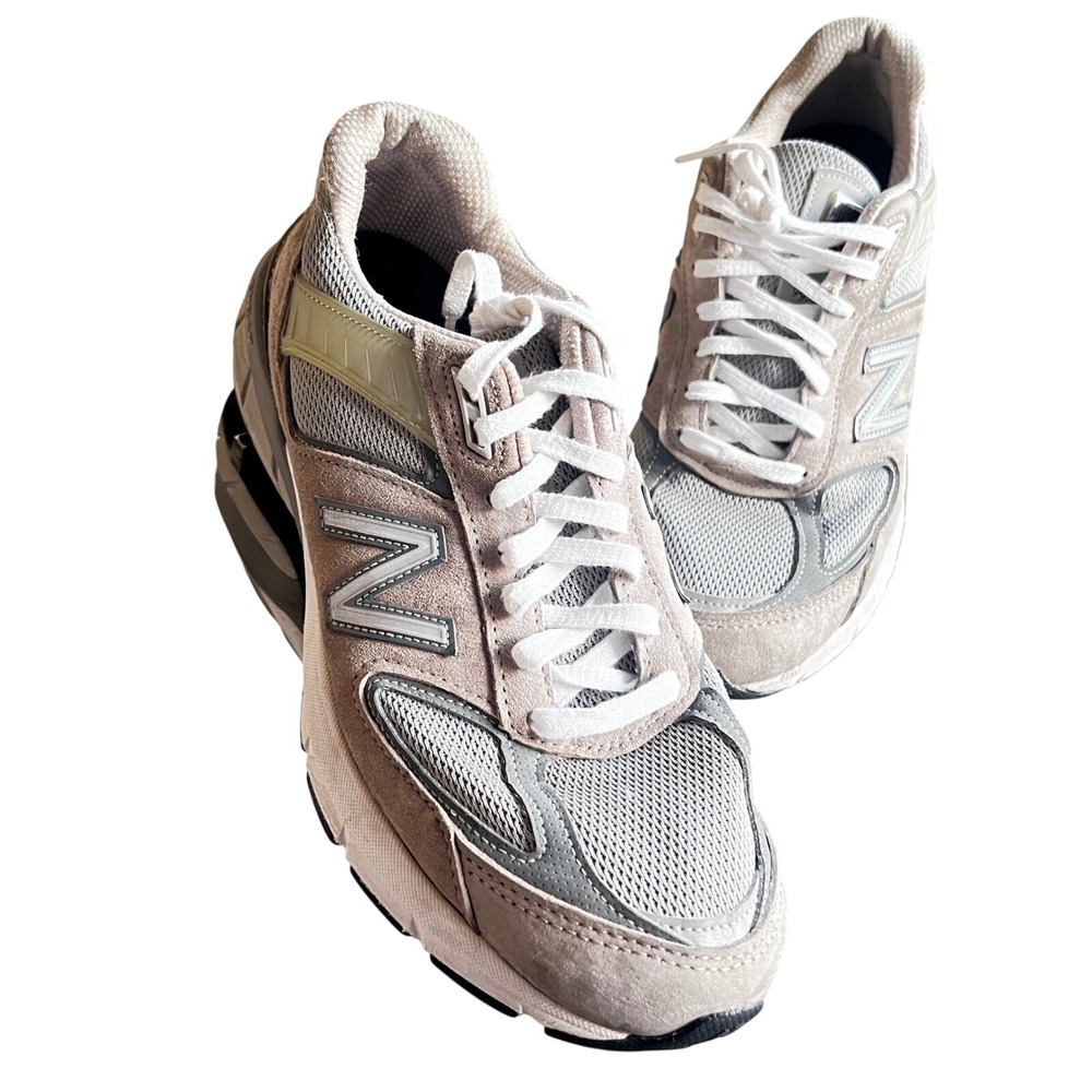 New Balance 990v5 Made in USA Grey Suede Mesh Sneakers Mens 8 M990GL5